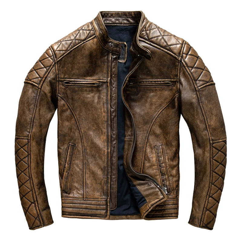 Vintage Men Leather Jacket Yel - đánh giá và giá Riding Jacket Leather