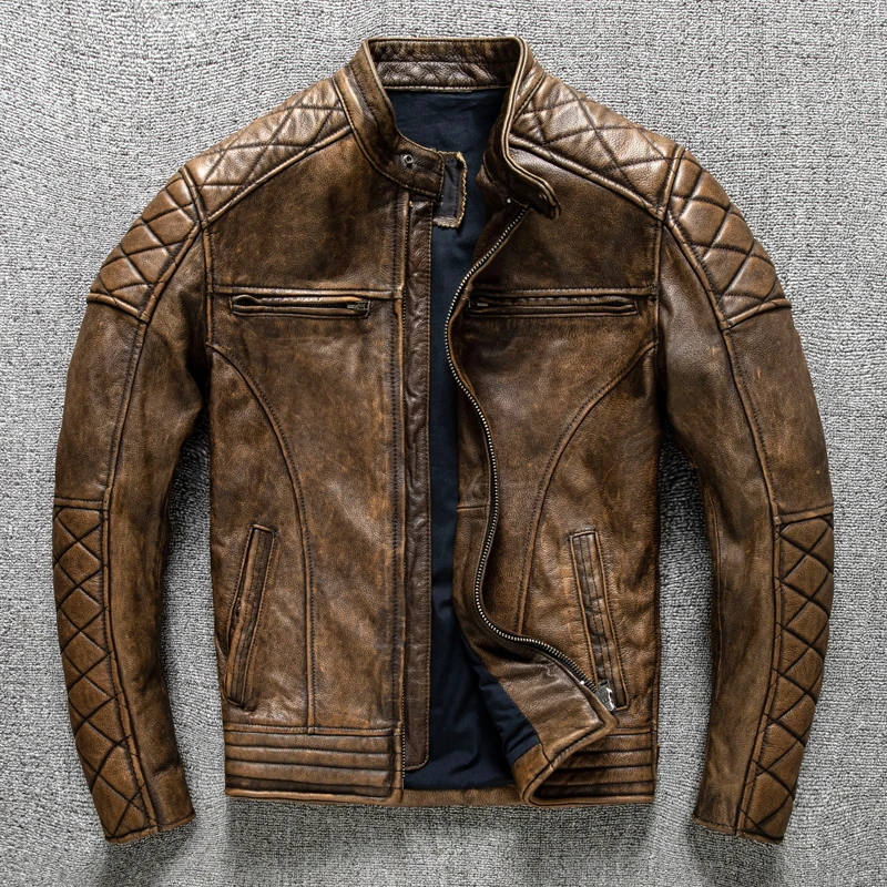 Vintage Men Leather Jacket Yel - đánh giá và giá Riding Jacket Leather