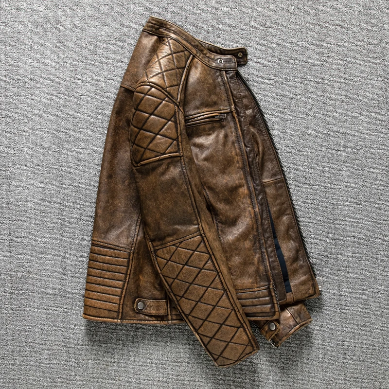 Vintage Men Leather Jacket Yel - đánh giá và giá Riding Jacket Leather